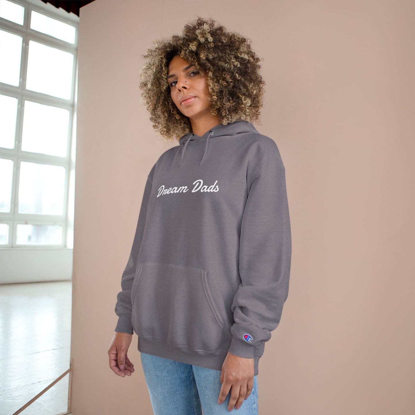 Dream Dads Hoodie — Minimal Script Front & Interlocking DD Back Pullover
