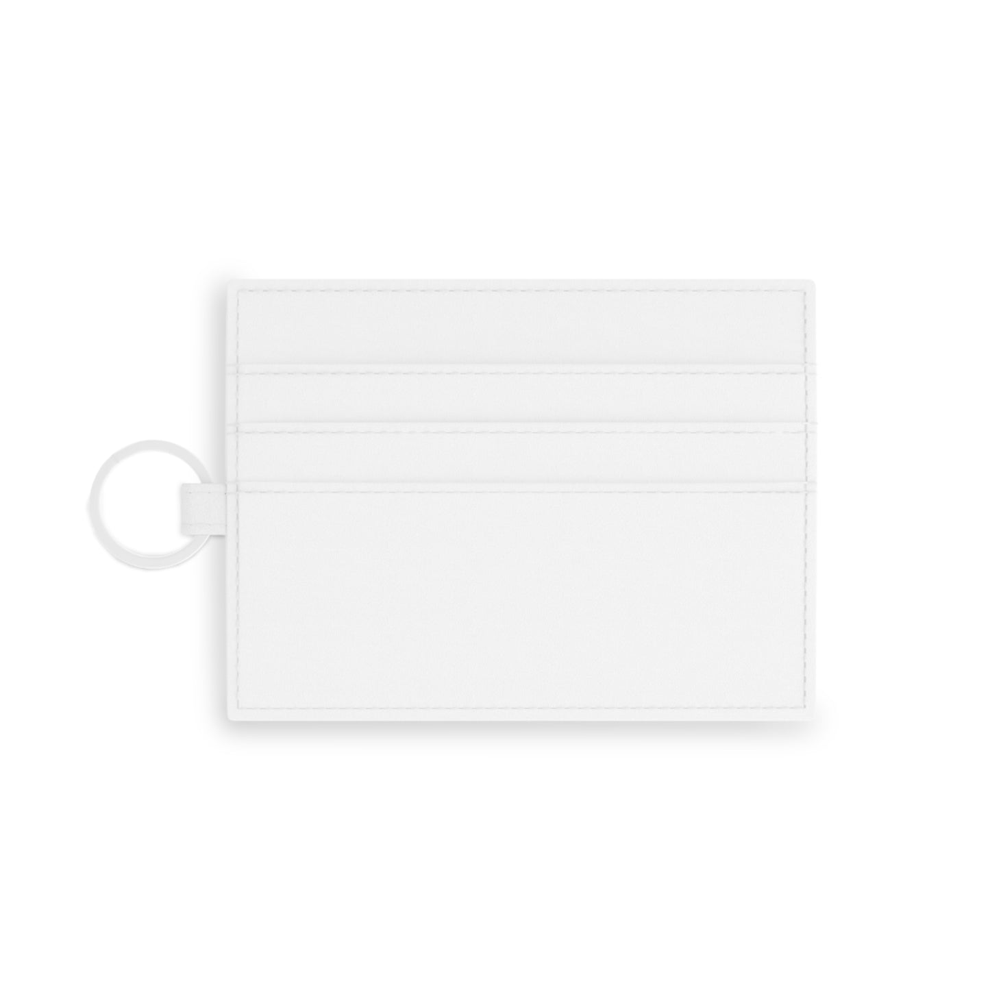 Monogram D Double Saffiano Leather Card Holder — Minimalist White ID Wallet with Key Ring