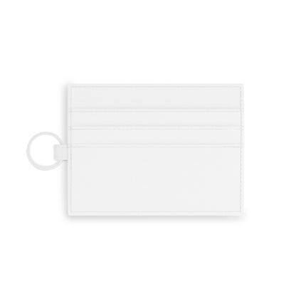 Monogram D Double Saffiano Leather Card Holder — Minimalist White ID Wallet with Key Ring