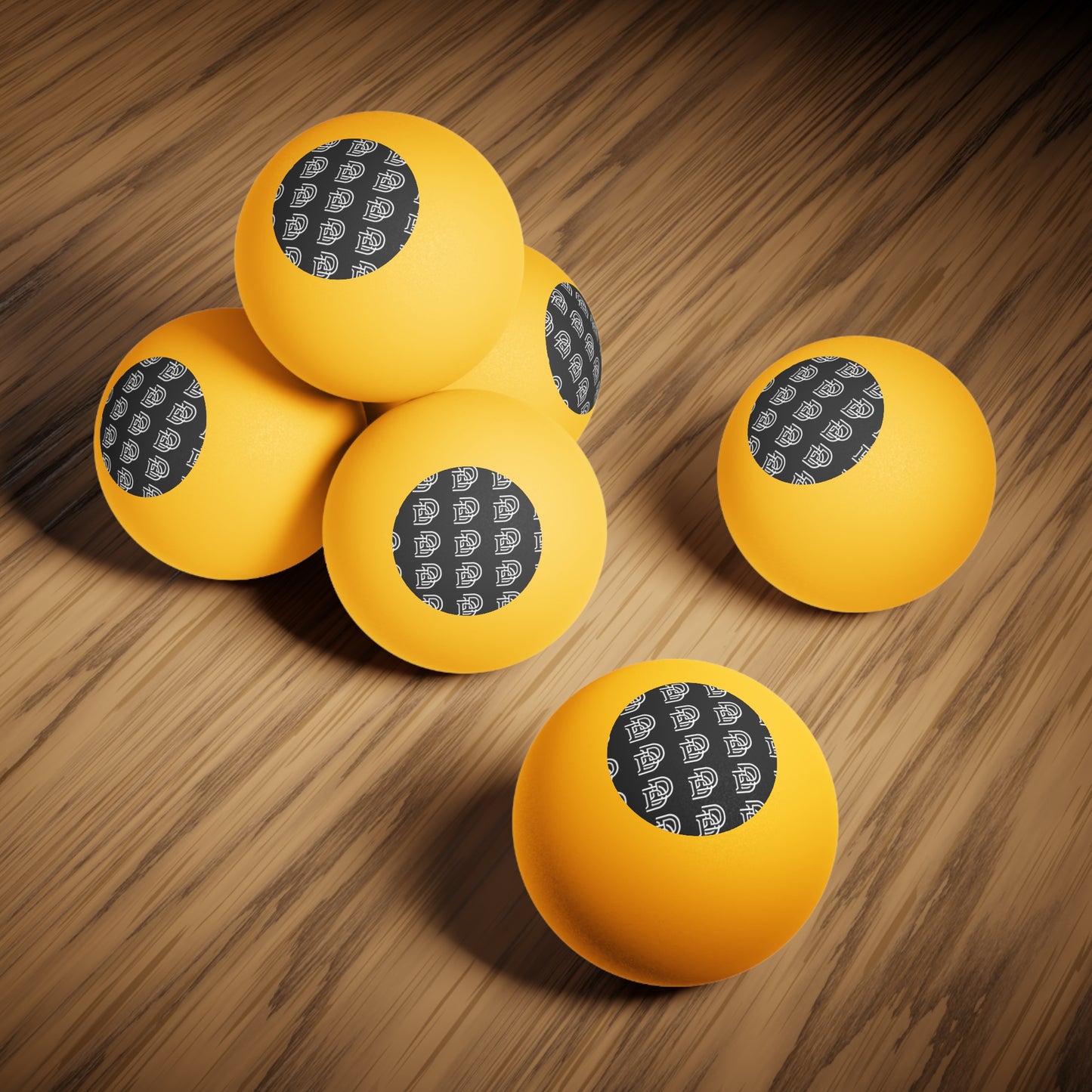 Custom Logo Ping Pong Balls (6-Pack) — Black Monogram Design