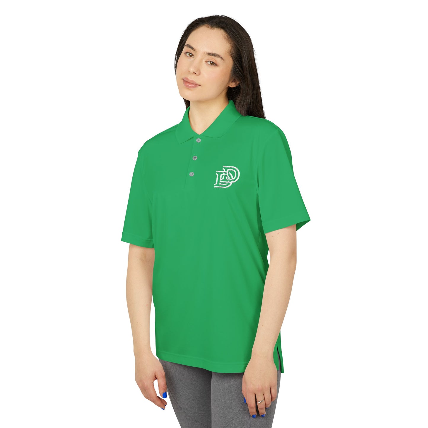 Orange Performance Polo with 'D' Chest Logo — Men's Golf & Team Shirt