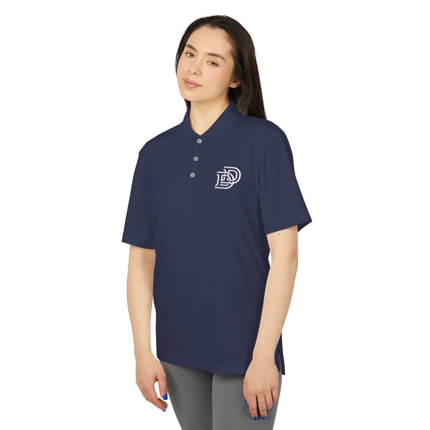 Orange Performance Polo with 'D' Chest Logo — Men's Golf & Team Shirt