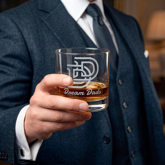 Engraved 10.5oz Whiskey Glass — Classic Monogram 'Dream Dad' Gift