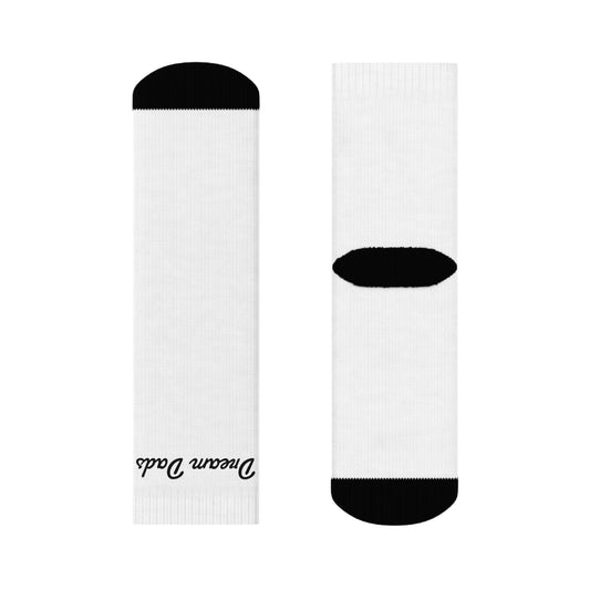Dream Daddy Crew Socks — Novelty White Socks with Script Text