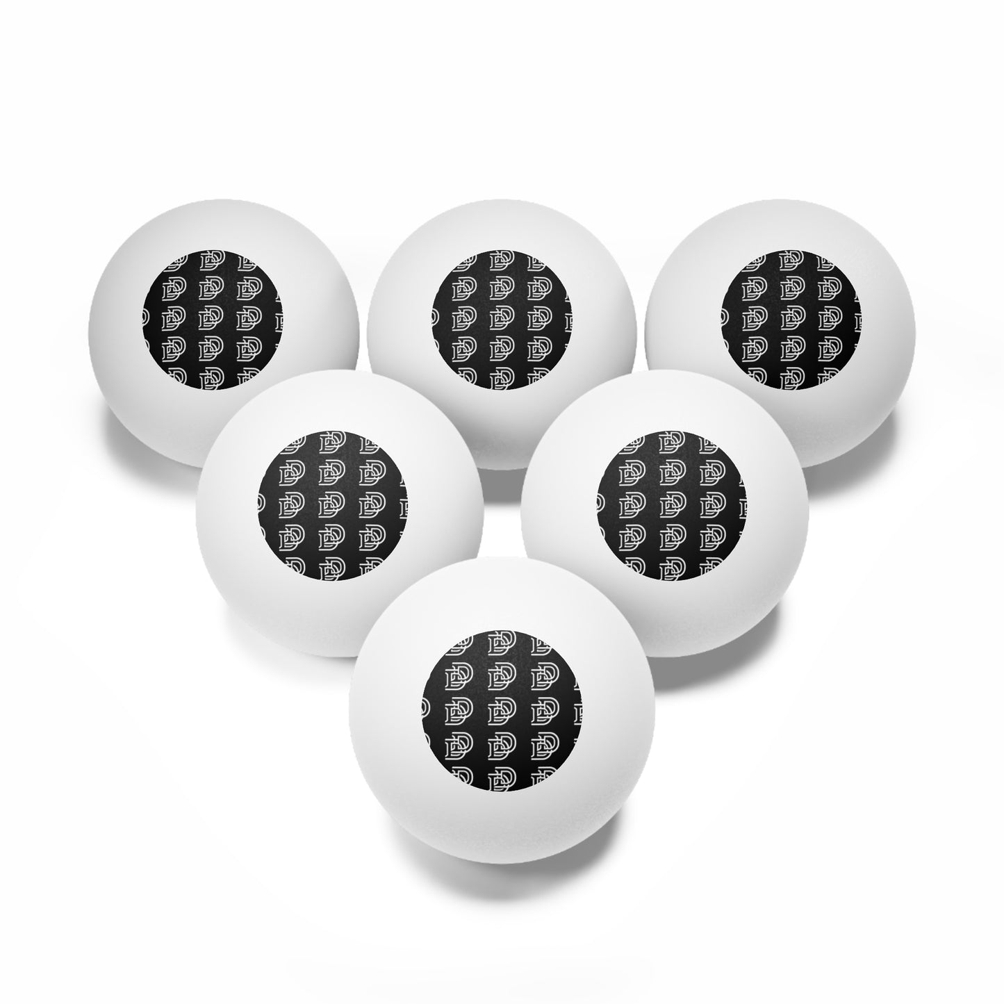 Custom Logo Ping Pong Balls (6-Pack) — Black Monogram Design