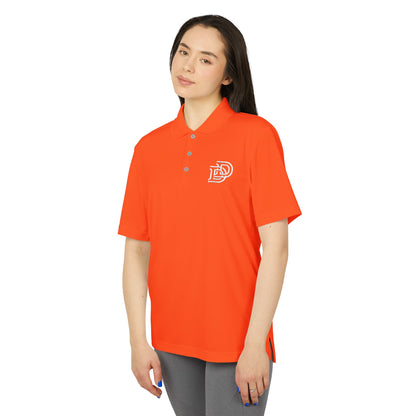 Orange Performance Polo with 'D' Chest Logo — Men's Golf & Team Shirt