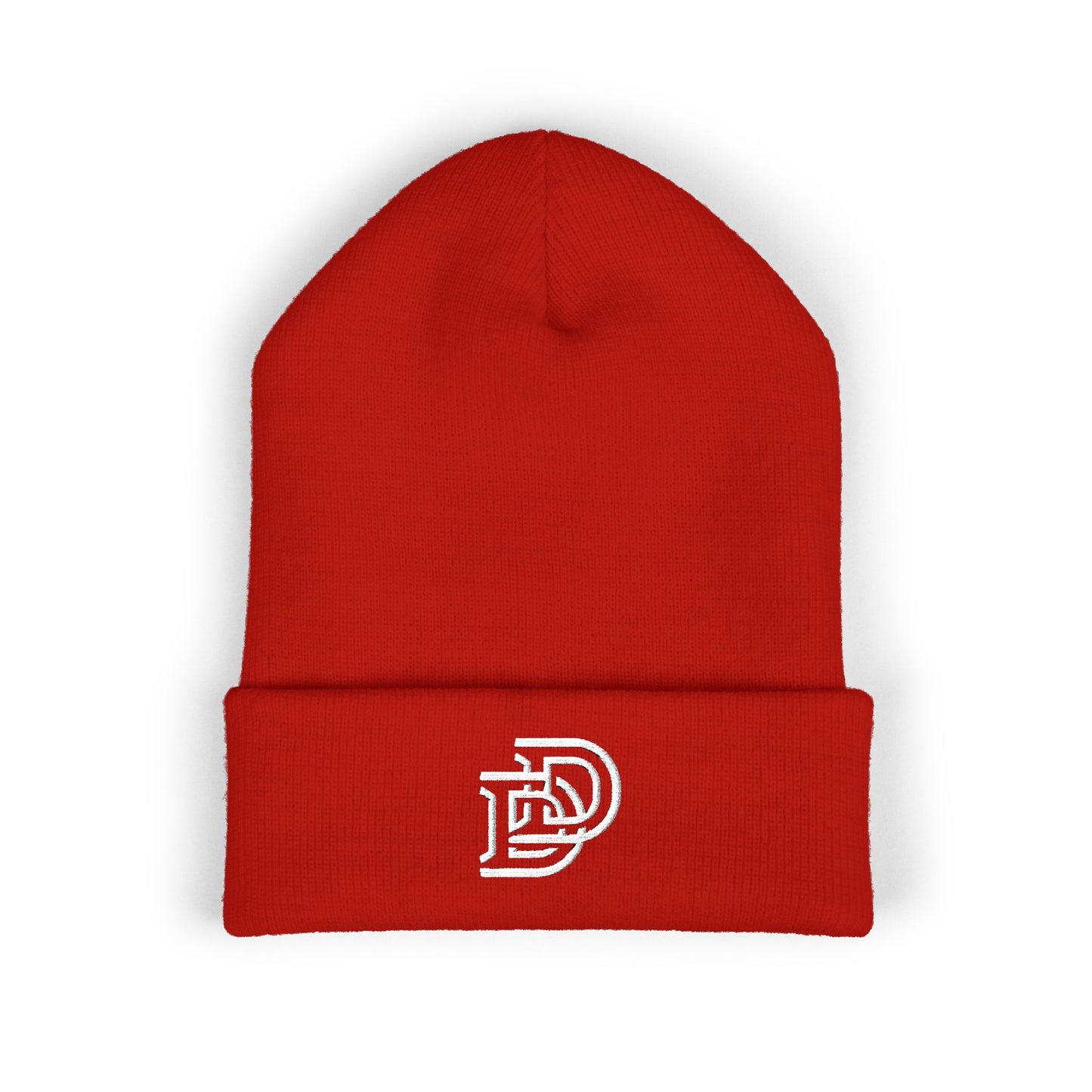 Embroidered Monogram Cuffed Beanie — Classic Initial D Knit Hat