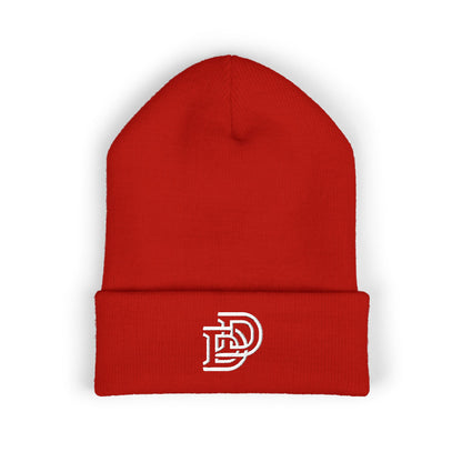 Embroidered Monogram Cuffed Beanie — Classic Initial D Knit Hat