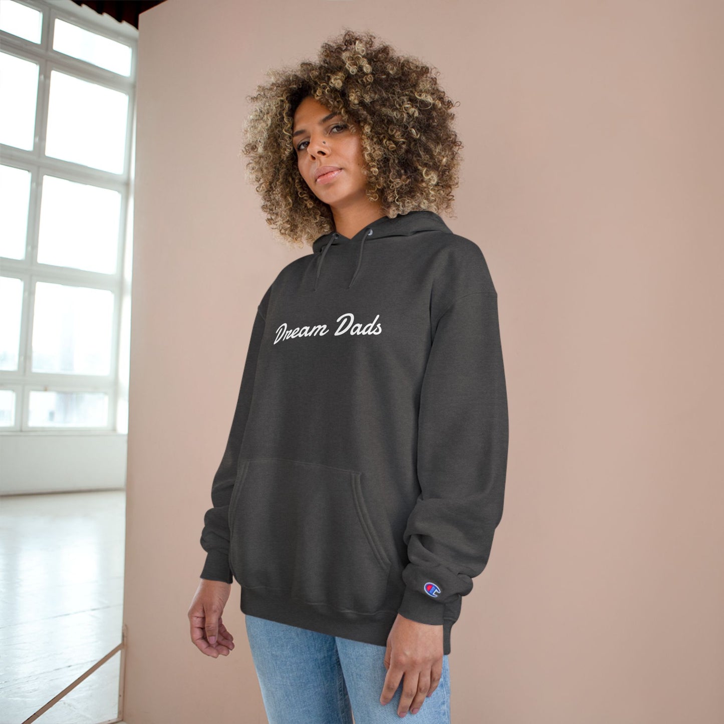 Dream Dads Hoodie — Minimal Script Front & Interlocking DD Back Pullover