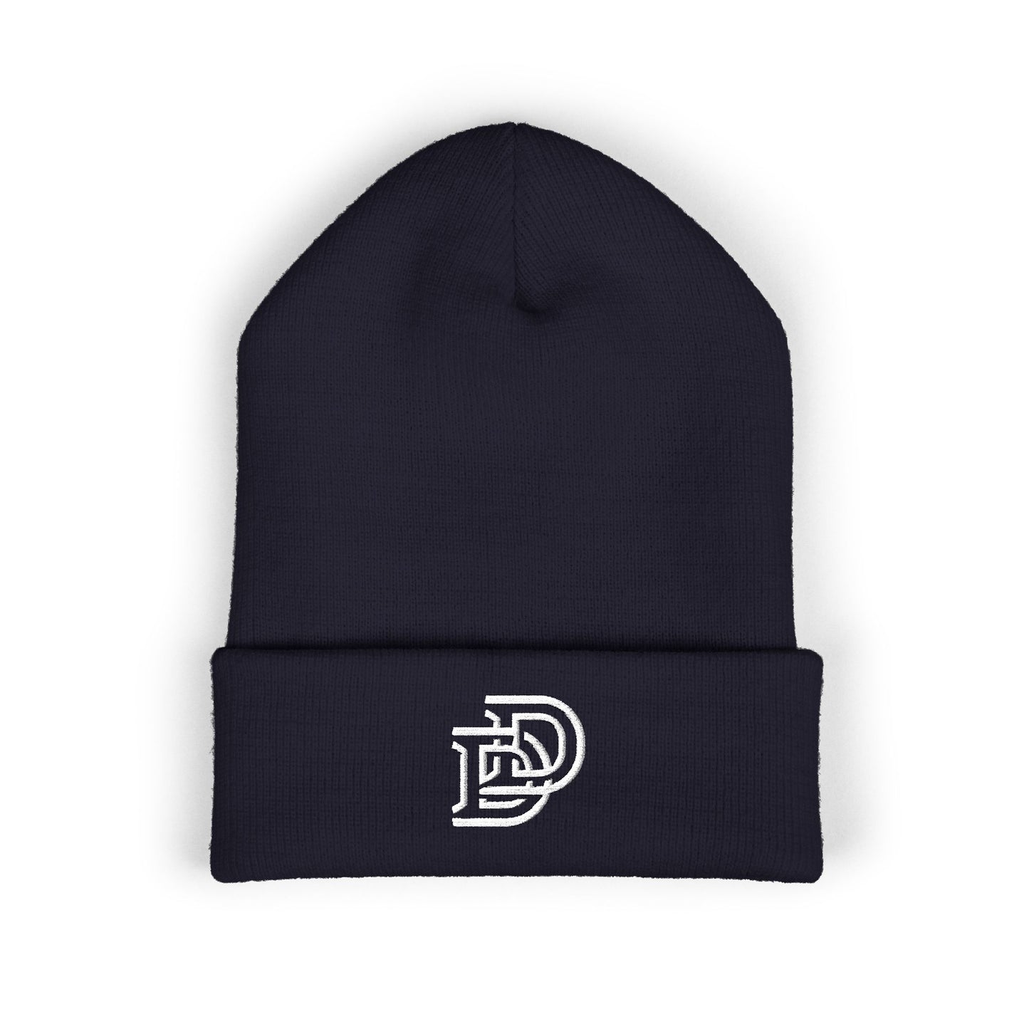 Embroidered Monogram Cuffed Beanie — Classic Initial D Knit Hat