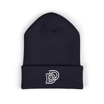 Embroidered Monogram Cuffed Beanie — Classic Initial D Knit Hat