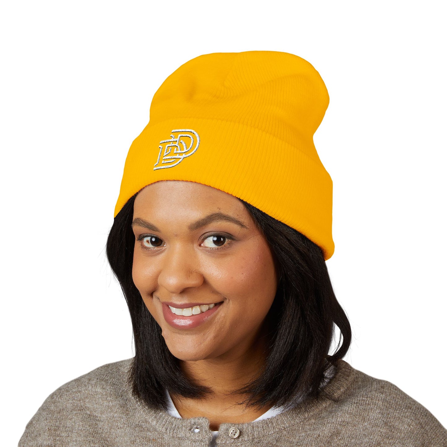 Embroidered Monogram Cuffed Beanie — Classic Initial D Knit Hat