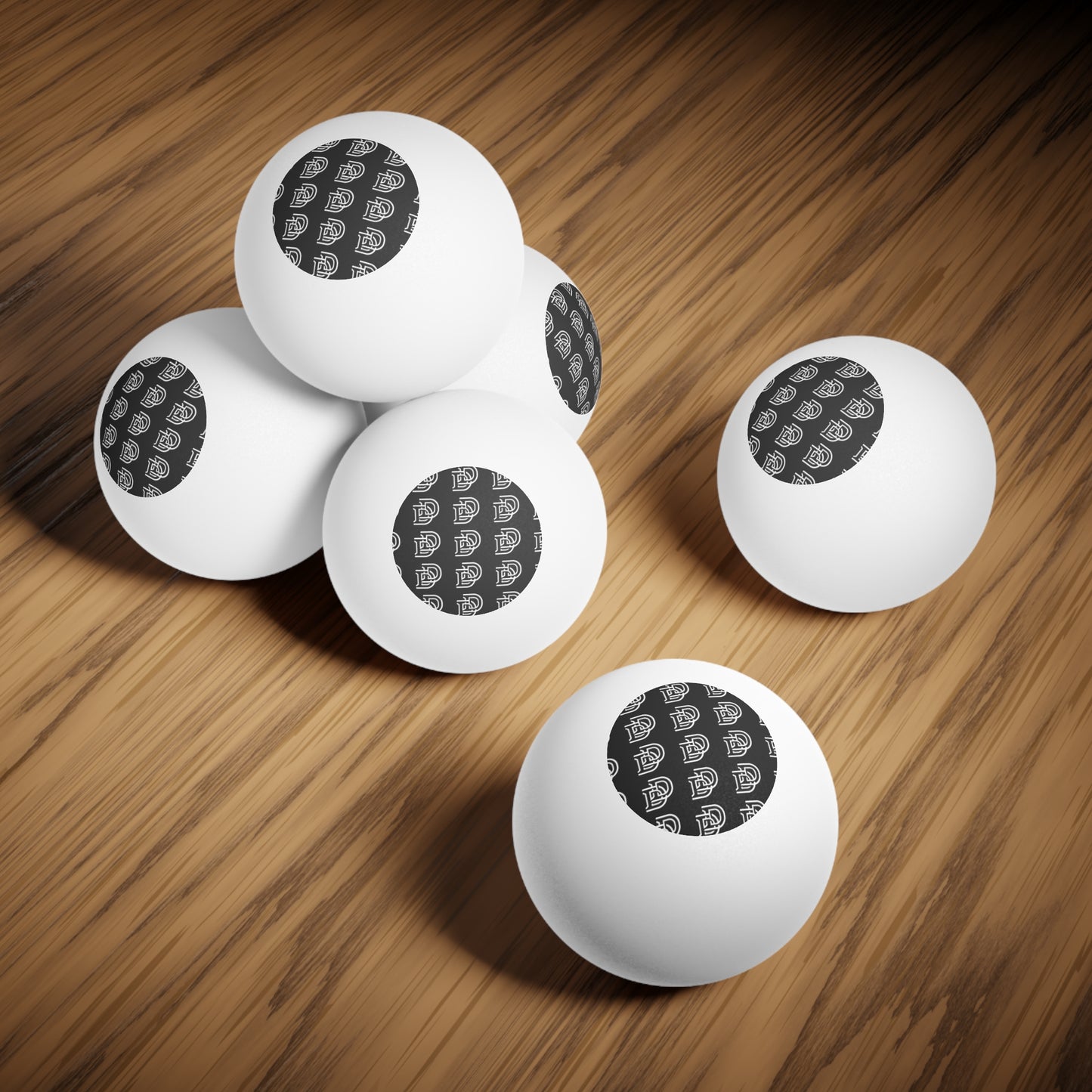 Custom Logo Ping Pong Balls (6-Pack) — Black Monogram Design