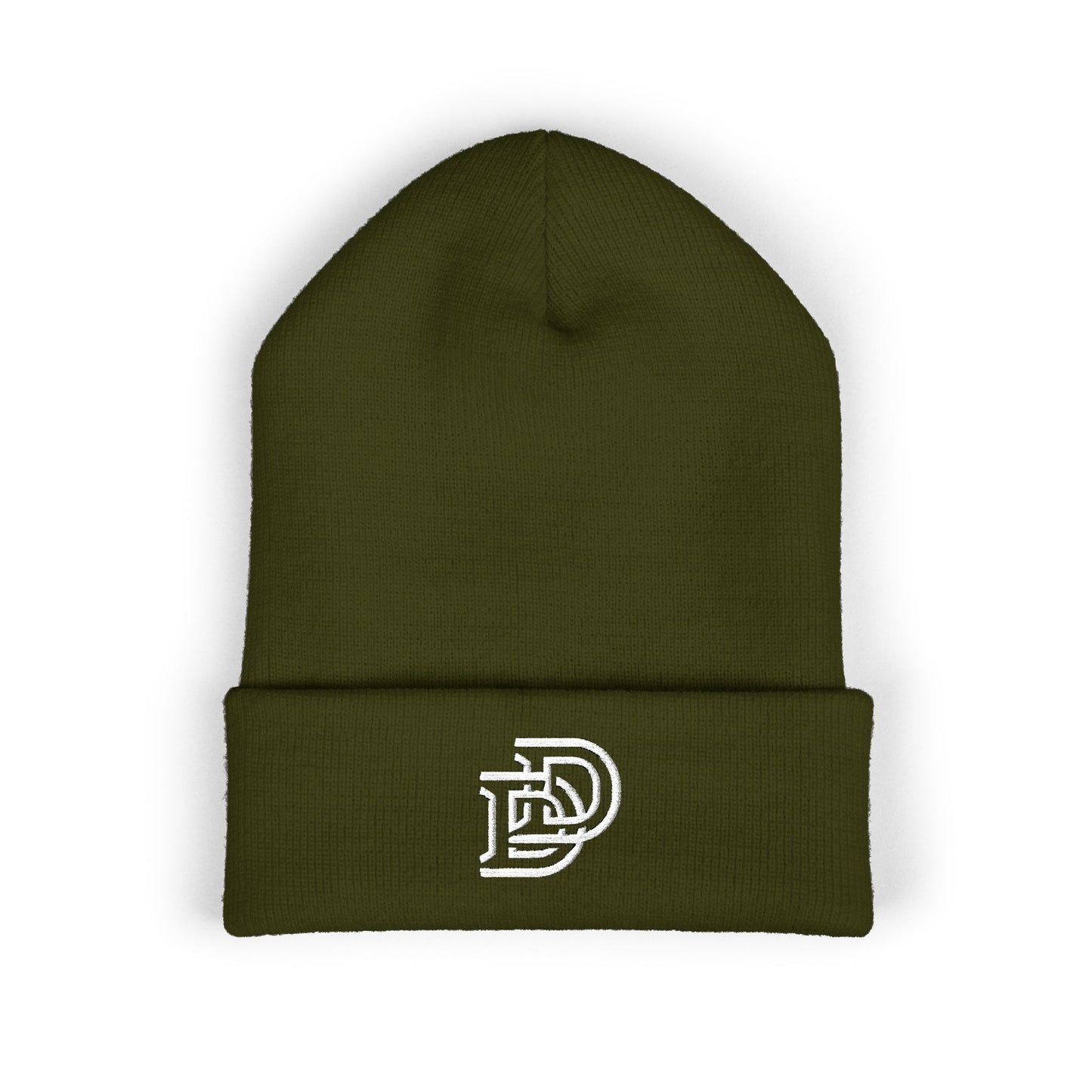 Embroidered Monogram Cuffed Beanie — Classic Initial D Knit Hat