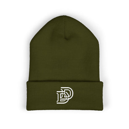 Embroidered Monogram Cuffed Beanie — Classic Initial D Knit Hat