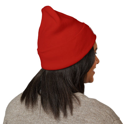 Embroidered Monogram Cuffed Beanie — Classic Initial D Knit Hat