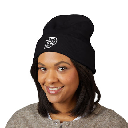 Embroidered Monogram Cuffed Beanie — Classic Initial D Knit Hat
