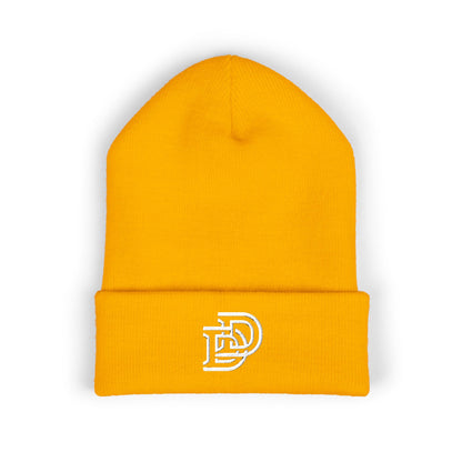 Embroidered Monogram Cuffed Beanie — Classic Initial D Knit Hat