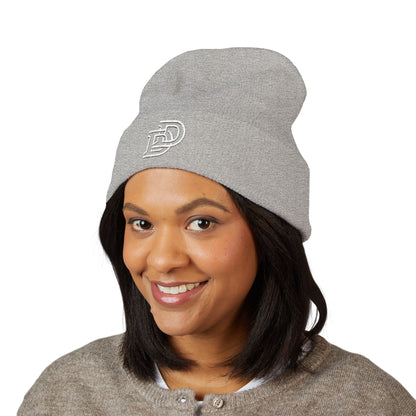 Embroidered Monogram Cuffed Beanie — Classic Initial D Knit Hat