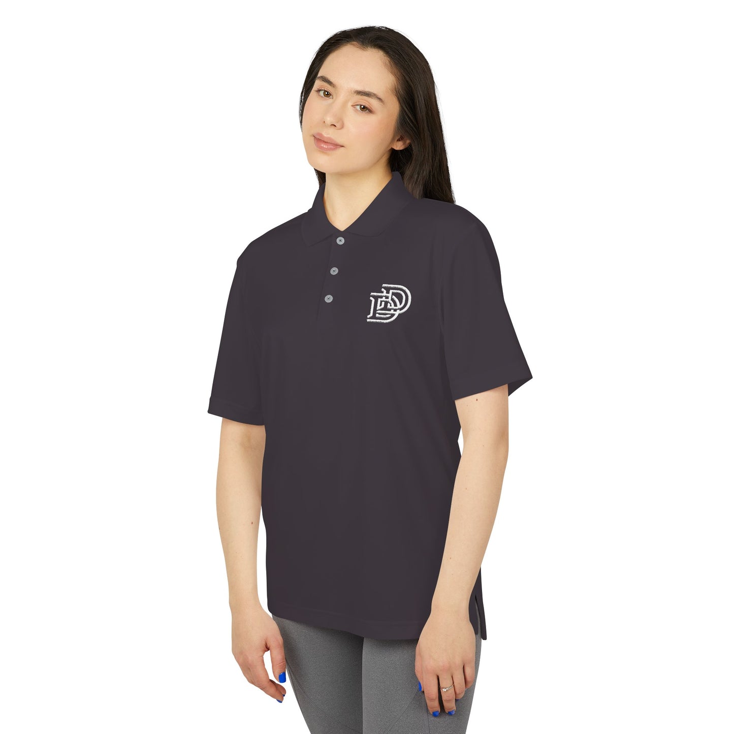 Orange Performance Polo with 'D' Chest Logo — Men's Golf & Team Shirt
