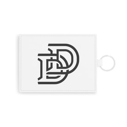 Monogram D Double Saffiano Leather Card Holder — Minimalist White ID Wallet with Key Ring