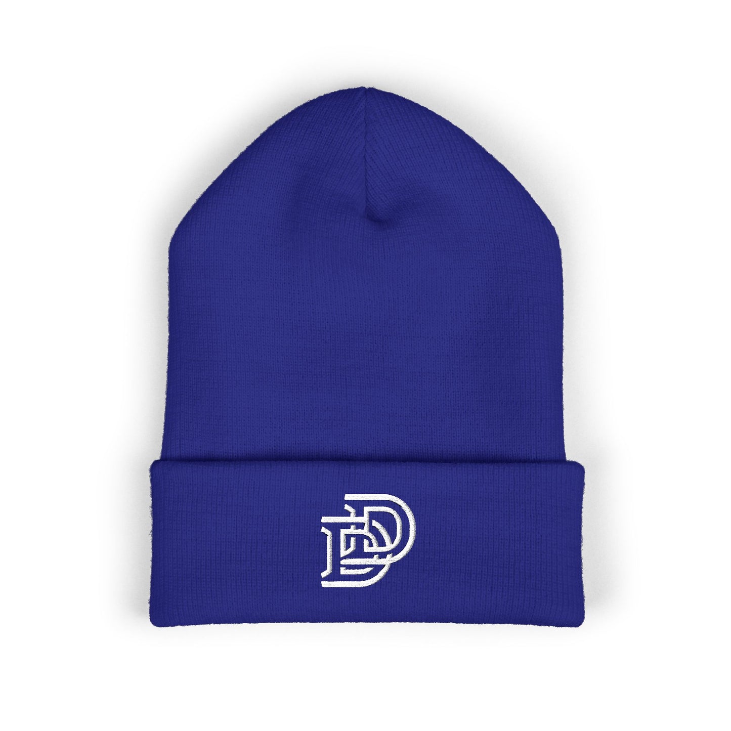 Embroidered Monogram Cuffed Beanie — Classic Initial D Knit Hat