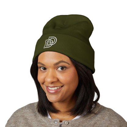 Embroidered Monogram Cuffed Beanie — Classic Initial D Knit Hat