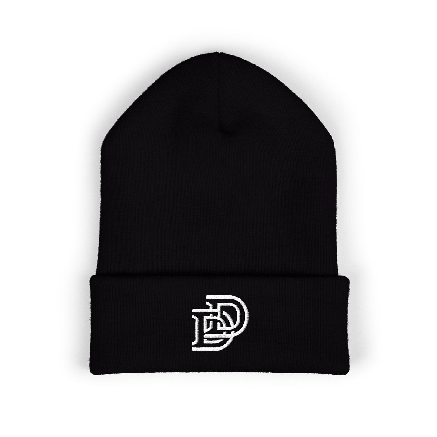 Embroidered Monogram Cuffed Beanie — Classic Initial D Knit Hat