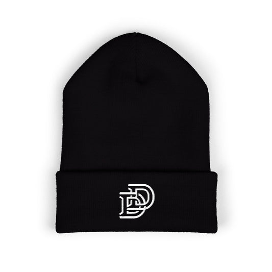 Embroidered Monogram Cuffed Beanie — Classic Initial D Knit Hat