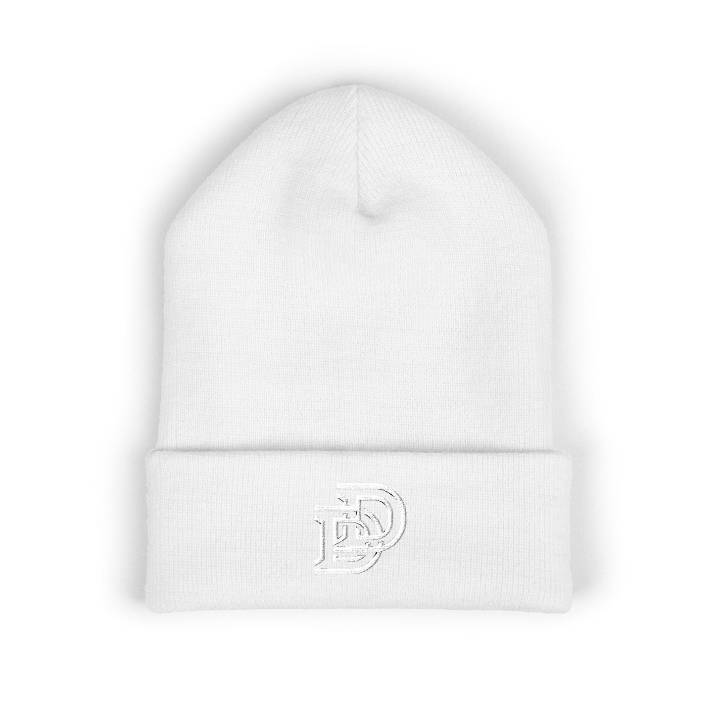 Embroidered Monogram Cuffed Beanie — Classic Initial D Knit Hat