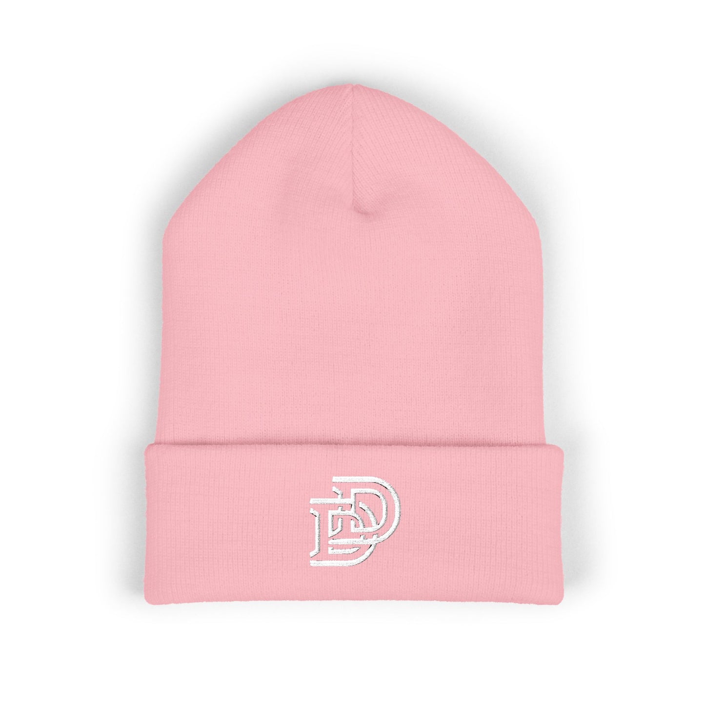 Embroidered Monogram Cuffed Beanie — Classic Initial D Knit Hat