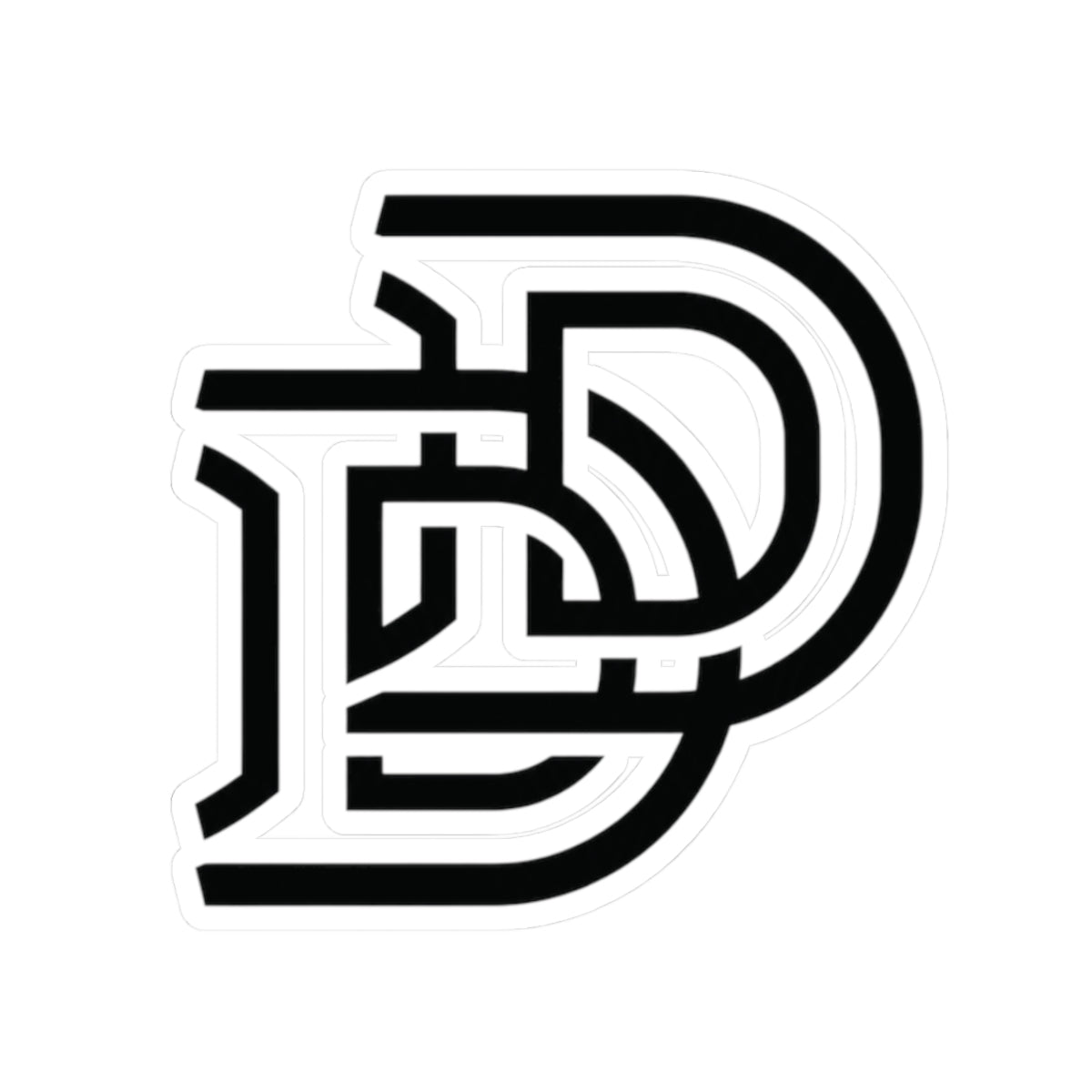 Monogram DD Black & White Kiss-Cut Sticker - Decal