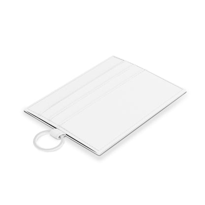 Monogram D Double Saffiano Leather Card Holder — Minimalist White ID Wallet with Key Ring
