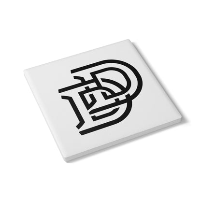 Monogram DD Ceramic Coaster — Modern Black Double-D Initial Drink Coaster