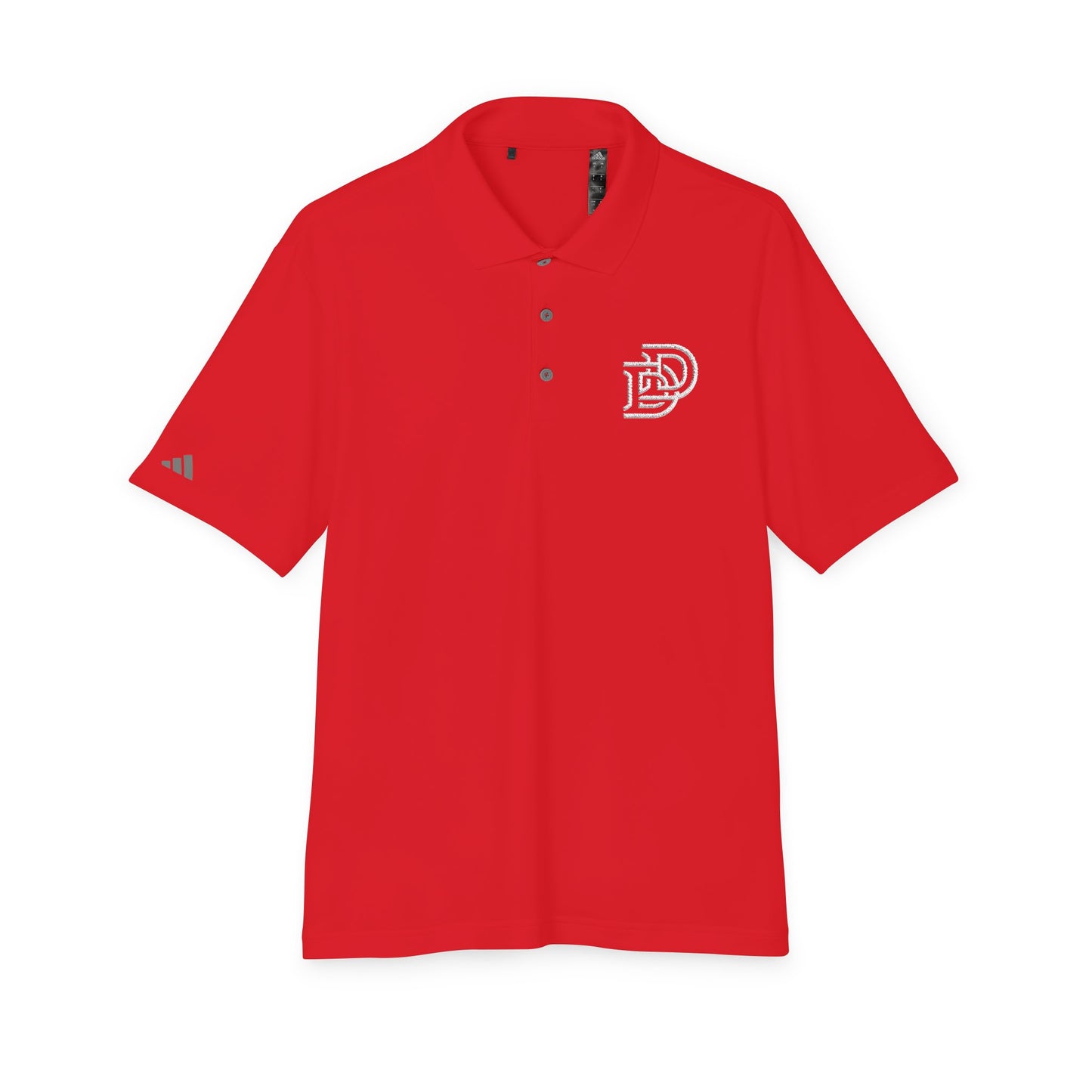 Orange Performance Polo with 'D' Chest Logo — Men's Golf & Team Shirt