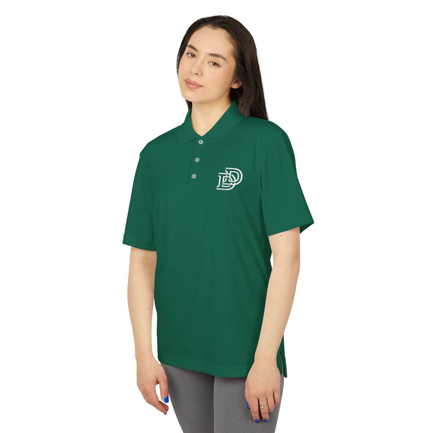 Orange Performance Polo with 'D' Chest Logo — Men's Golf & Team Shirt