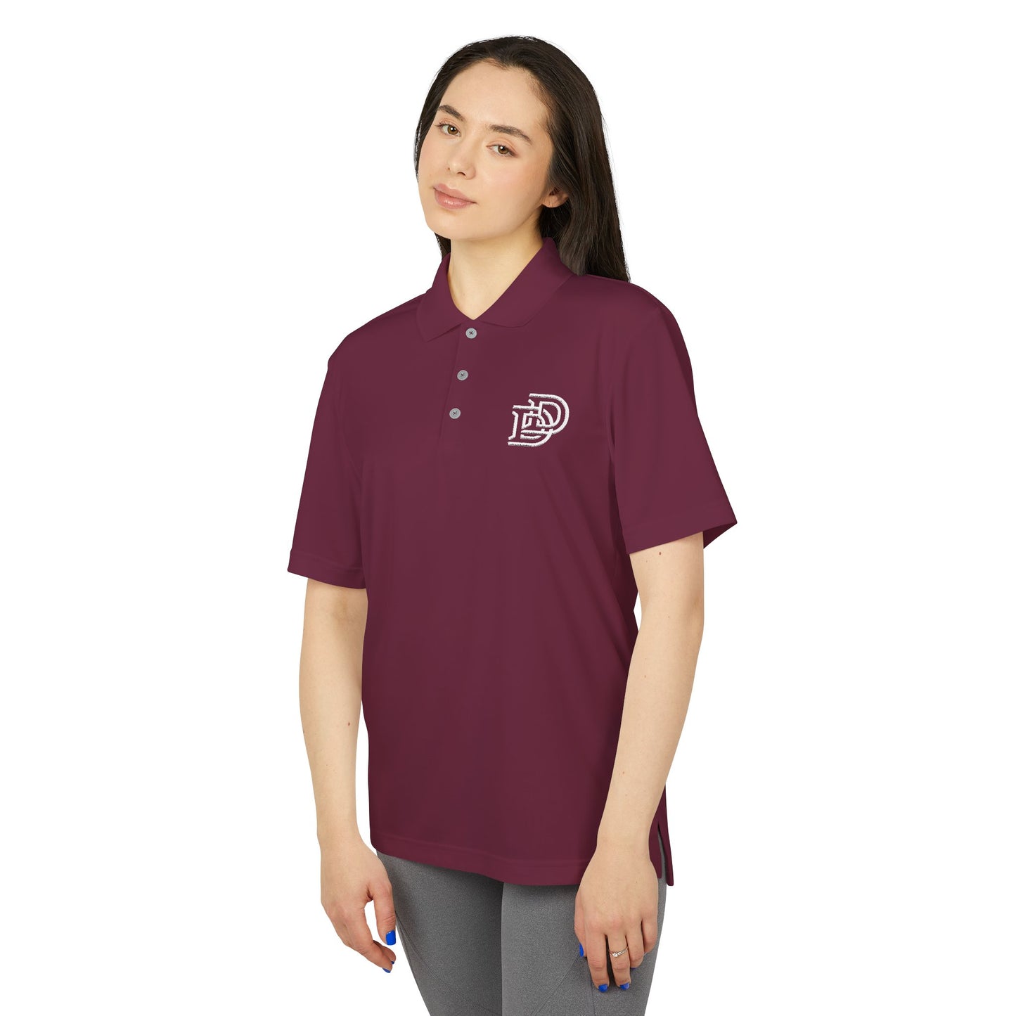 Orange Performance Polo with 'D' Chest Logo — Men's Golf & Team Shirt