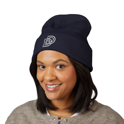 Embroidered Monogram Cuffed Beanie — Classic Initial D Knit Hat