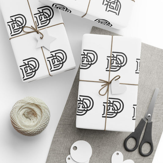 Monogram Pattern Wrapping Paper – Black & White Logo Gift Wrap