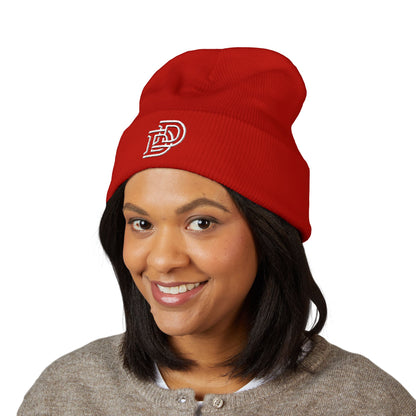 Embroidered Monogram Cuffed Beanie — Classic Initial D Knit Hat