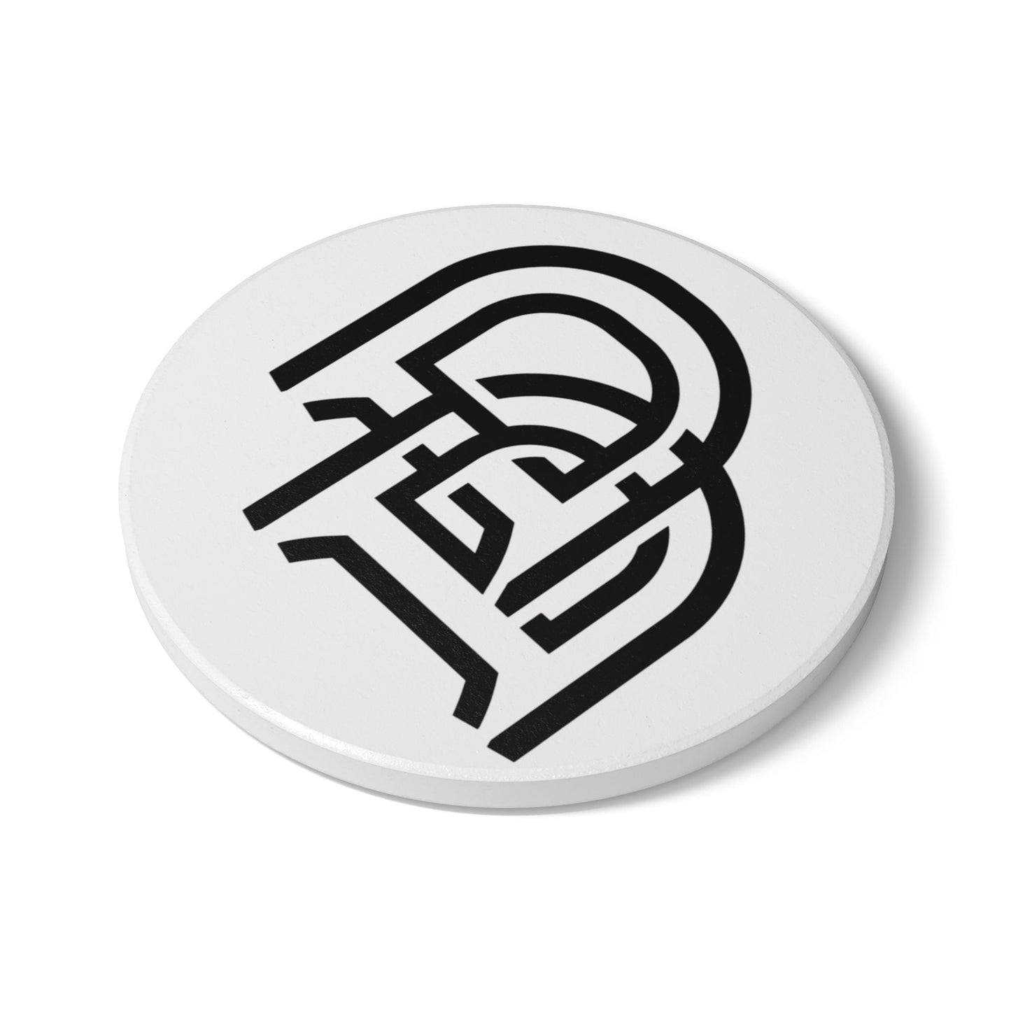 Monogram DD Ceramic Coaster — Modern Black Double-D Initial Drink Coaster
