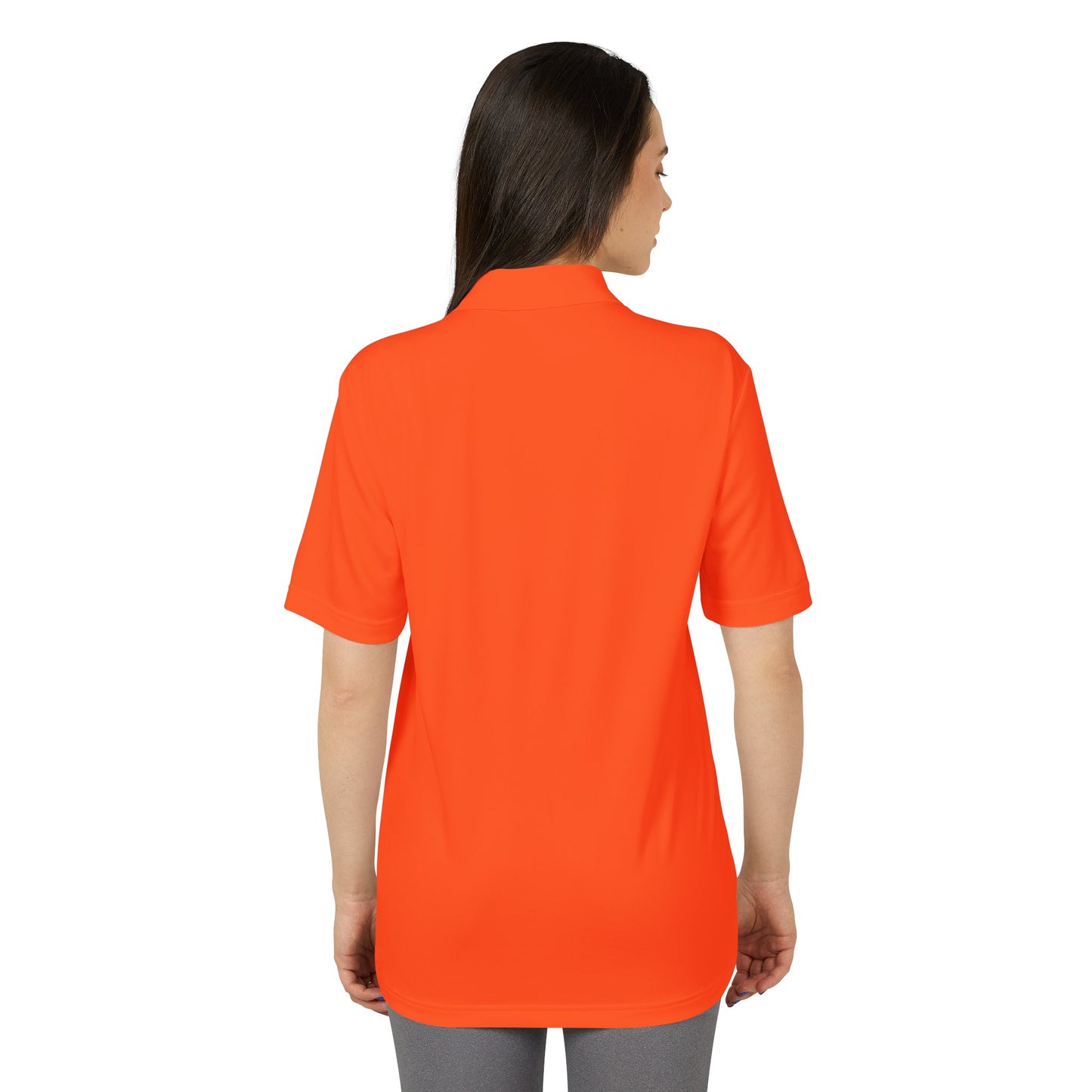 Orange Performance Polo with 'D' Chest Logo — Men's Golf & Team Shirt
