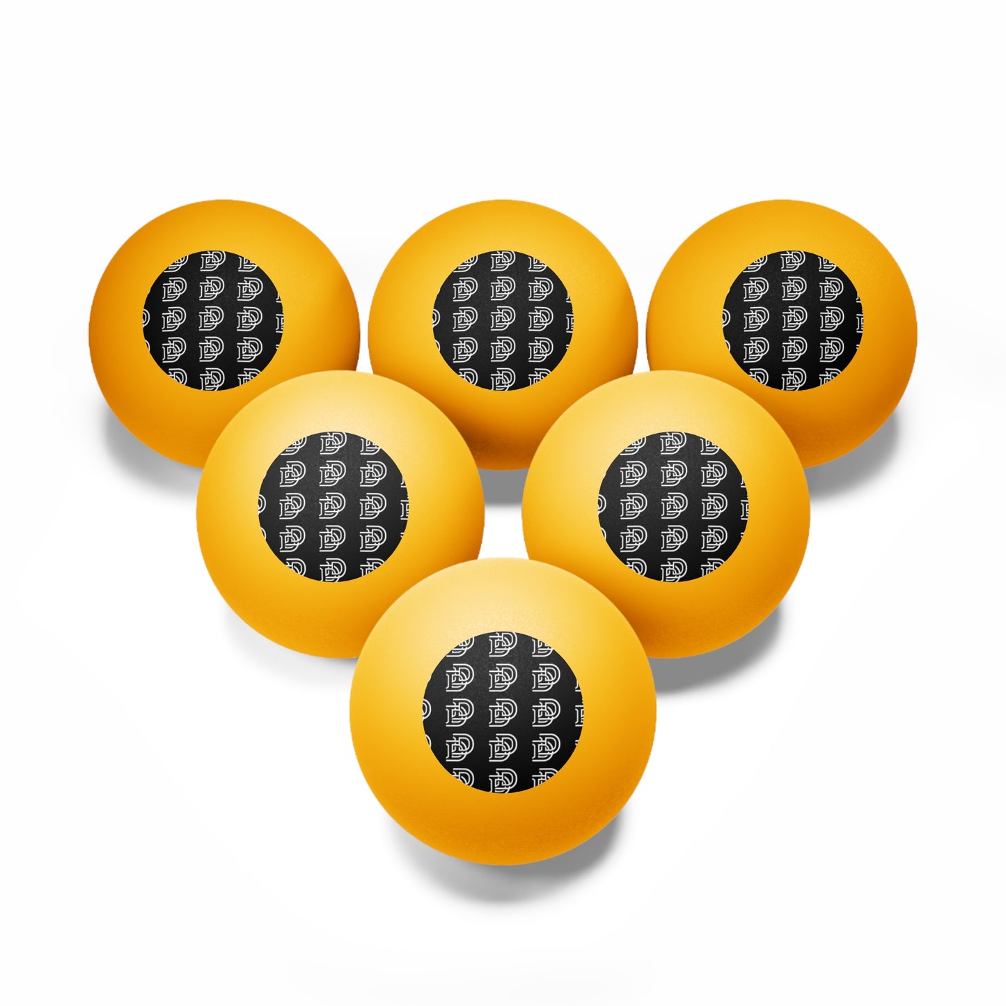 Custom Logo Ping Pong Balls (6-Pack) — Black Monogram Design