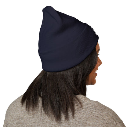 Embroidered Monogram Cuffed Beanie — Classic Initial D Knit Hat