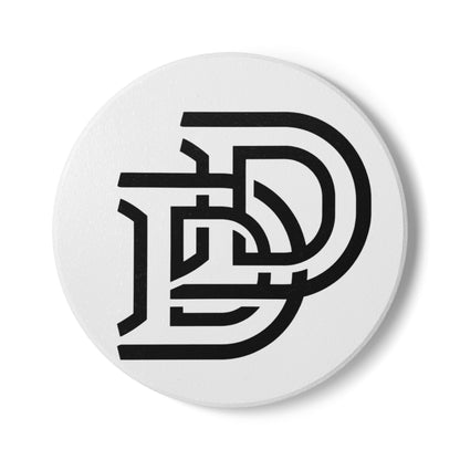 Monogram DD Ceramic Coaster — Modern Black Double-D Initial Drink Coaster