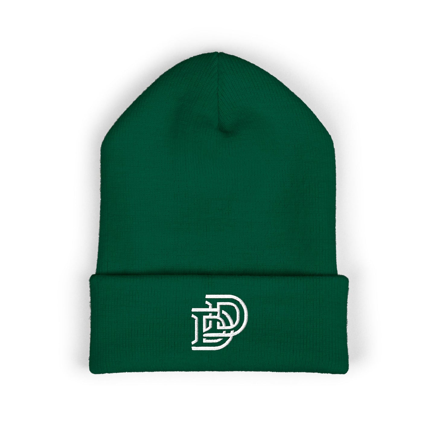Embroidered Monogram Cuffed Beanie — Classic Initial D Knit Hat