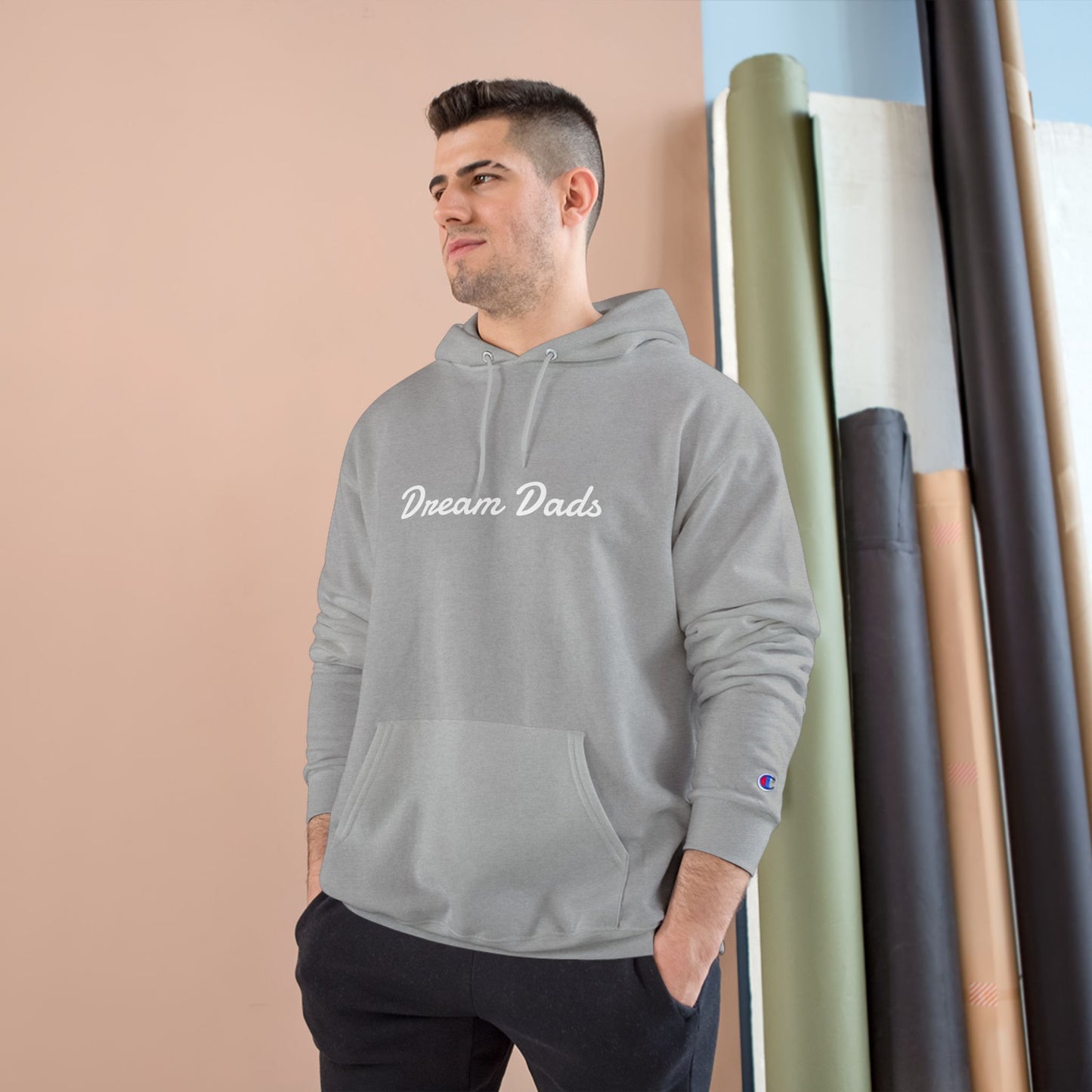 Dream Dads Hoodie — Minimal Script Front & Interlocking DD Back Pullover