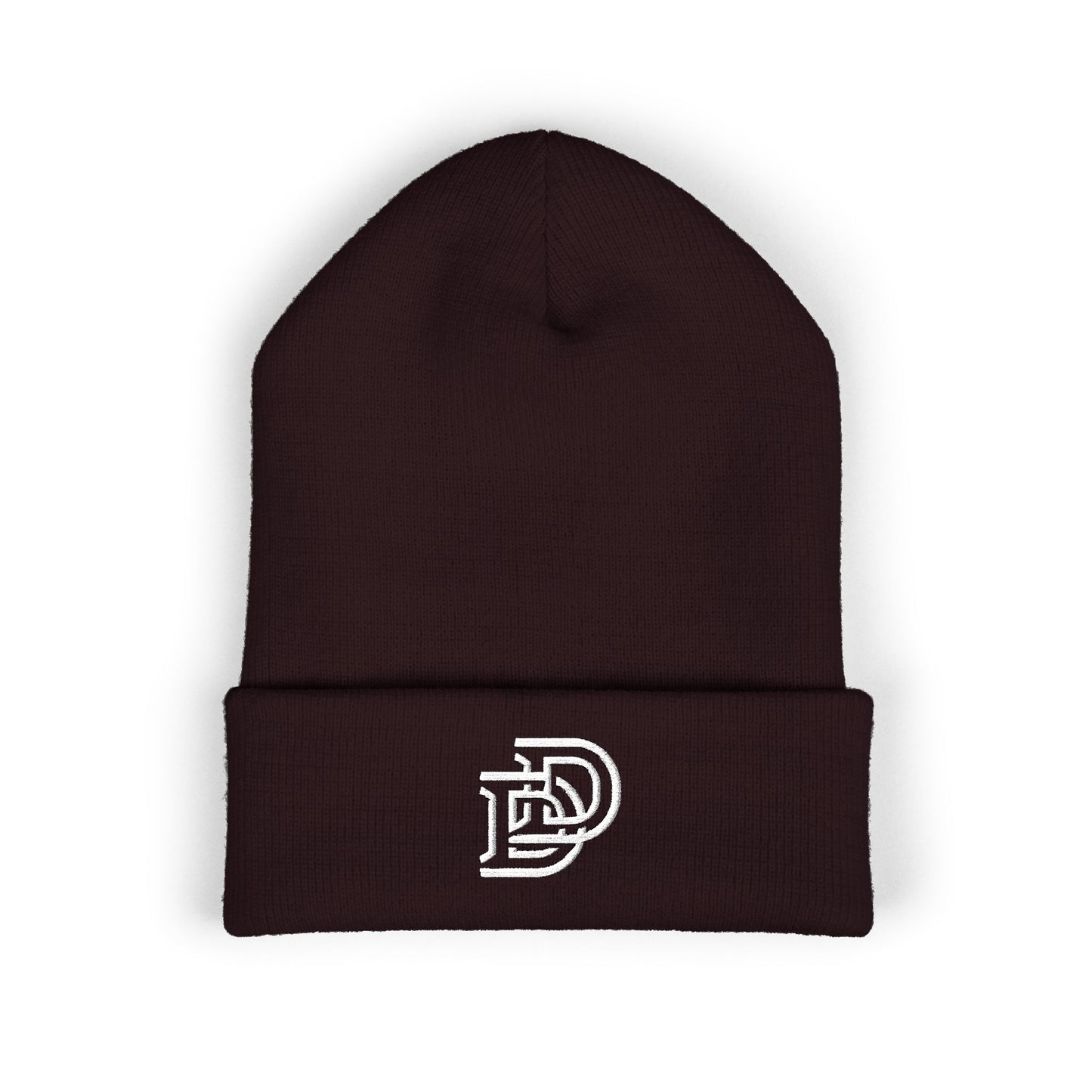 Embroidered Monogram Cuffed Beanie — Classic Initial D Knit Hat