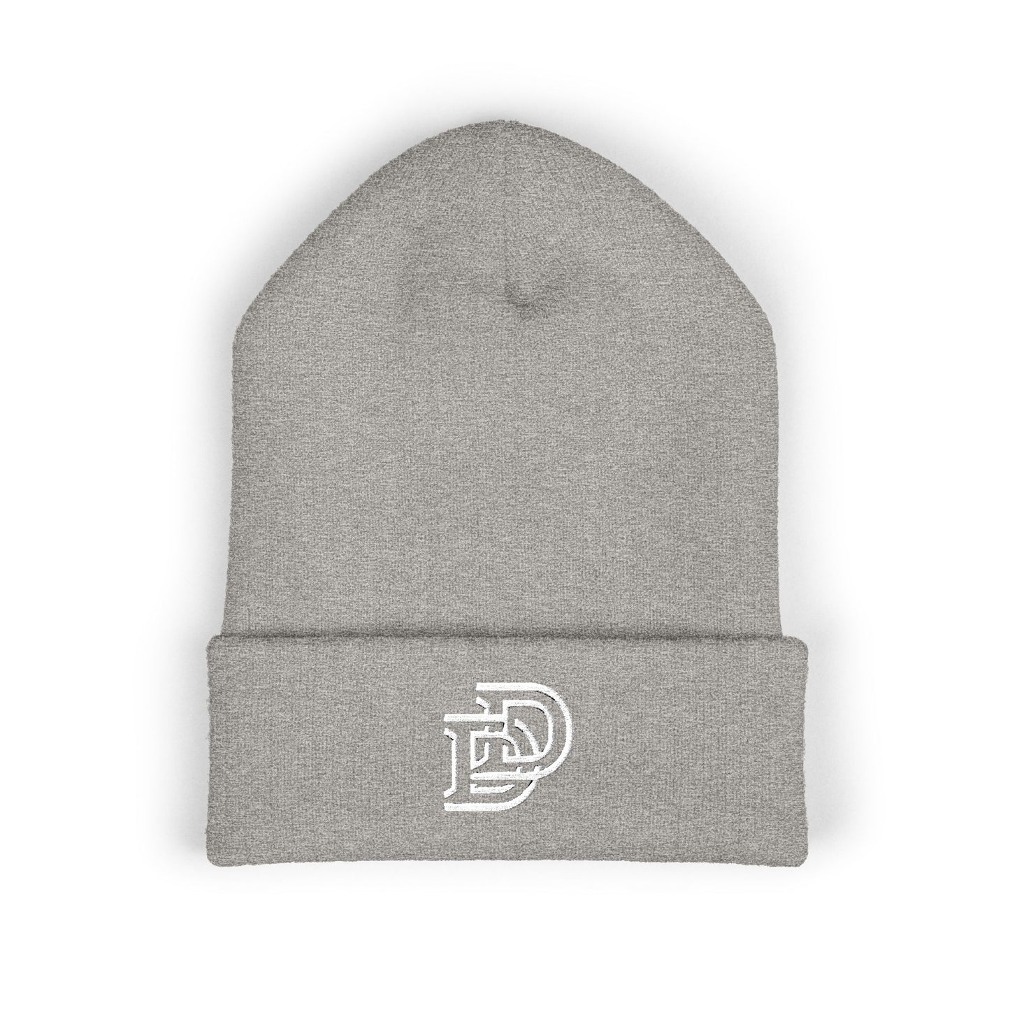 Embroidered Monogram Cuffed Beanie — Classic Initial D Knit Hat