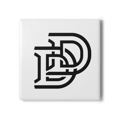 Monogram DD Ceramic Coaster — Modern Black Double-D Initial Drink Coaster